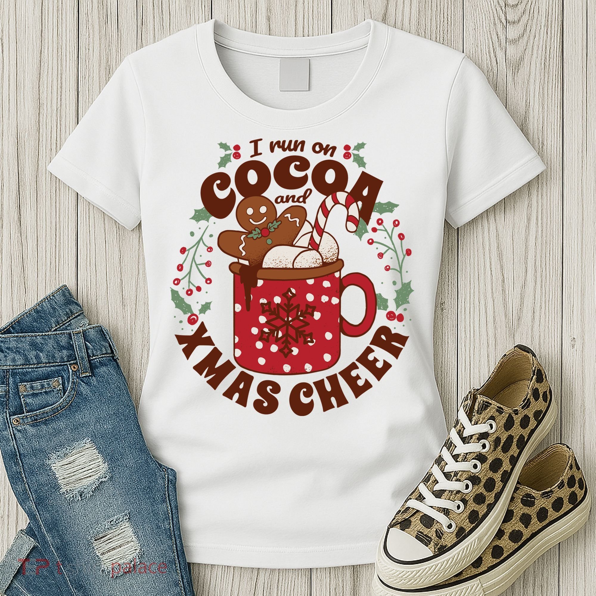 I Run On Cocoa And Xmas Cheer Holiday Christmas Women's T-Shirt