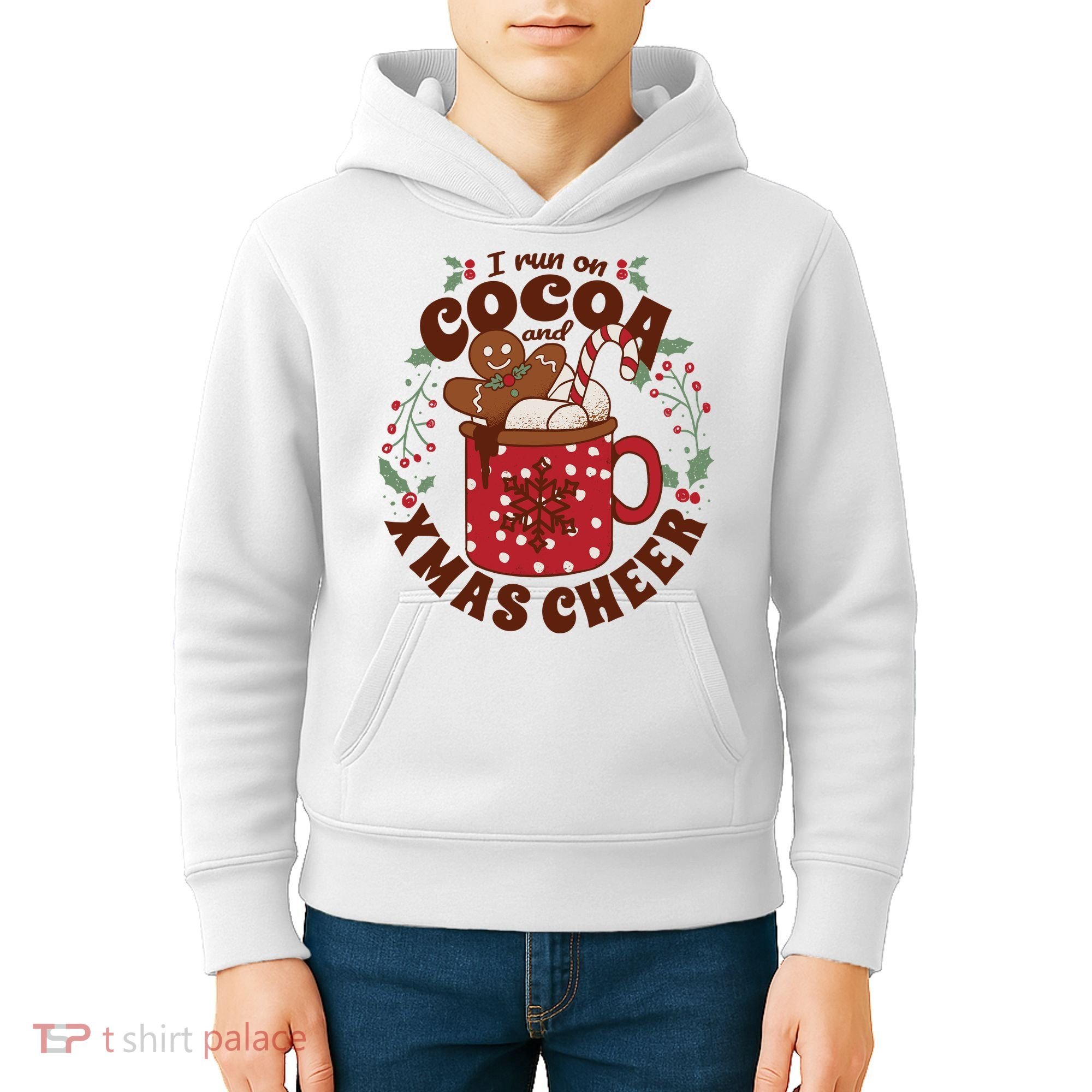 I Run On Cocoa And Xmas Cheer Holiday Christmas Kids Hoodie
