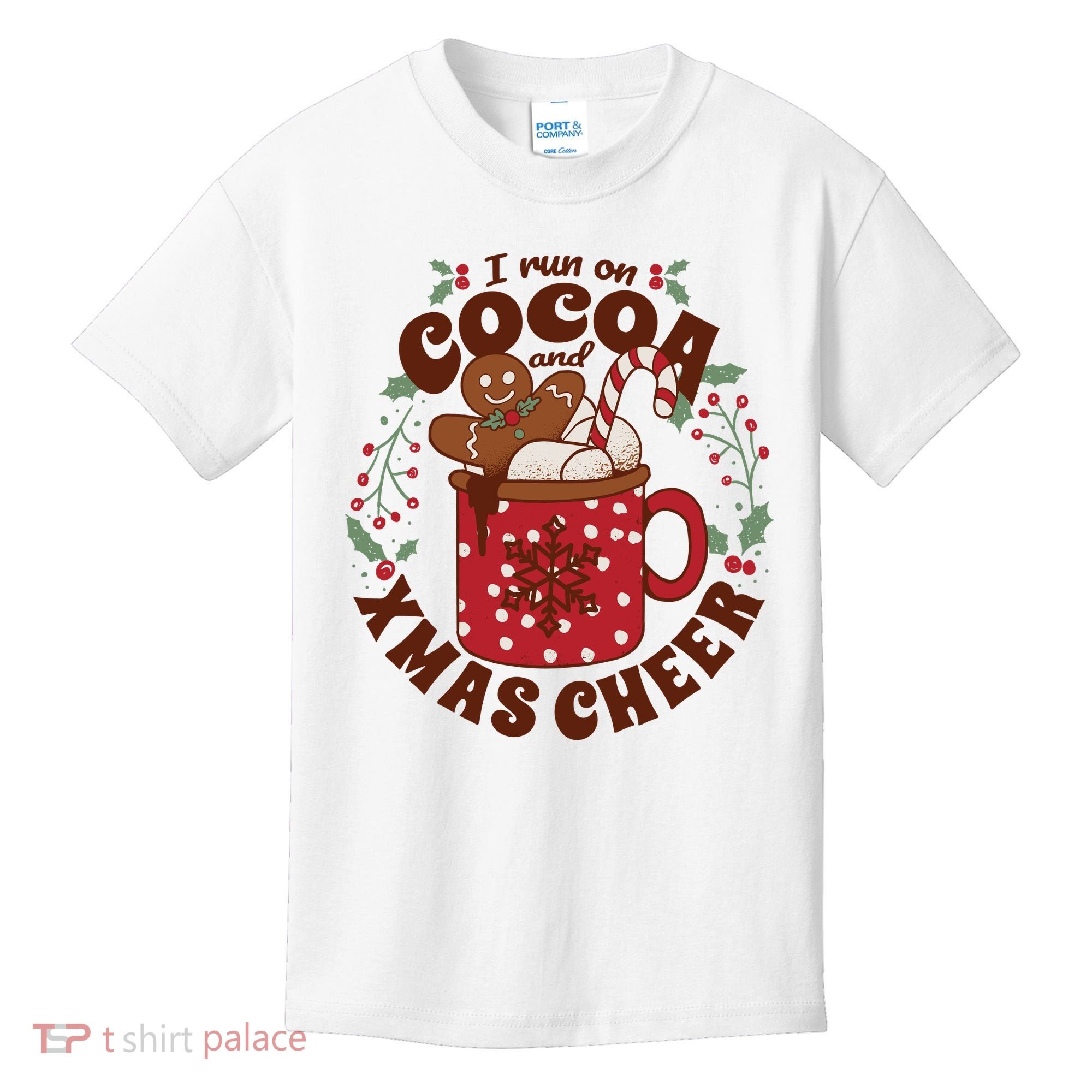I Run On Cocoa And Xmas Cheer Holiday Christmas Kids T-Shirt