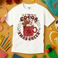I Run On Cocoa And Xmas Cheer Holiday Christmas Kids T-Shirt thumb 3
