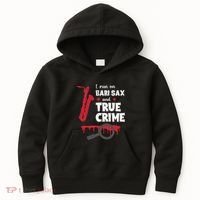 I Run On Bari Sax And True Crime Baritone Saxophonist Kids Hoodie thumb 0