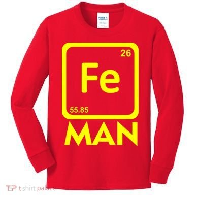 Iron Science Funny Chemistry Fe Periodic Table  Kids Long Sleeve Shirt
