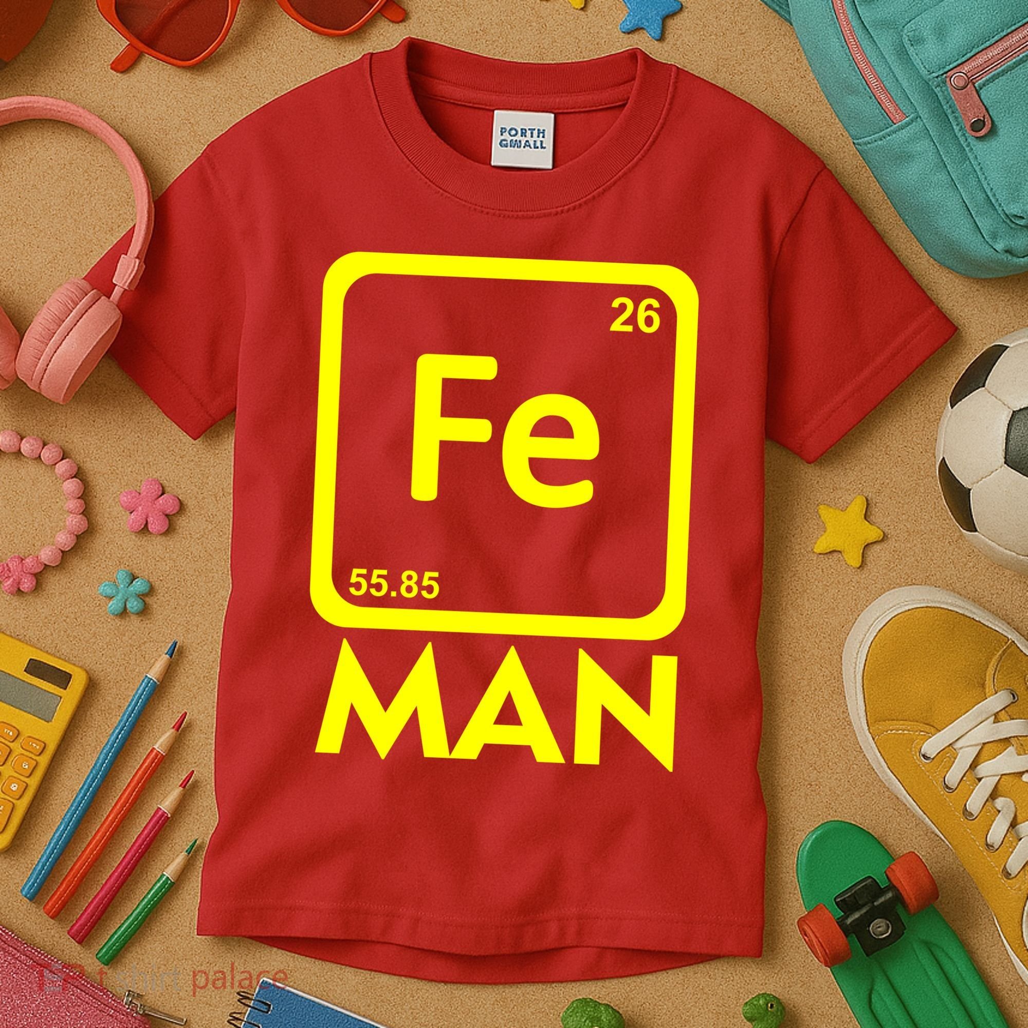 Iron Science Funny Chemistry Fe Periodic Table  Kids T-Shirt