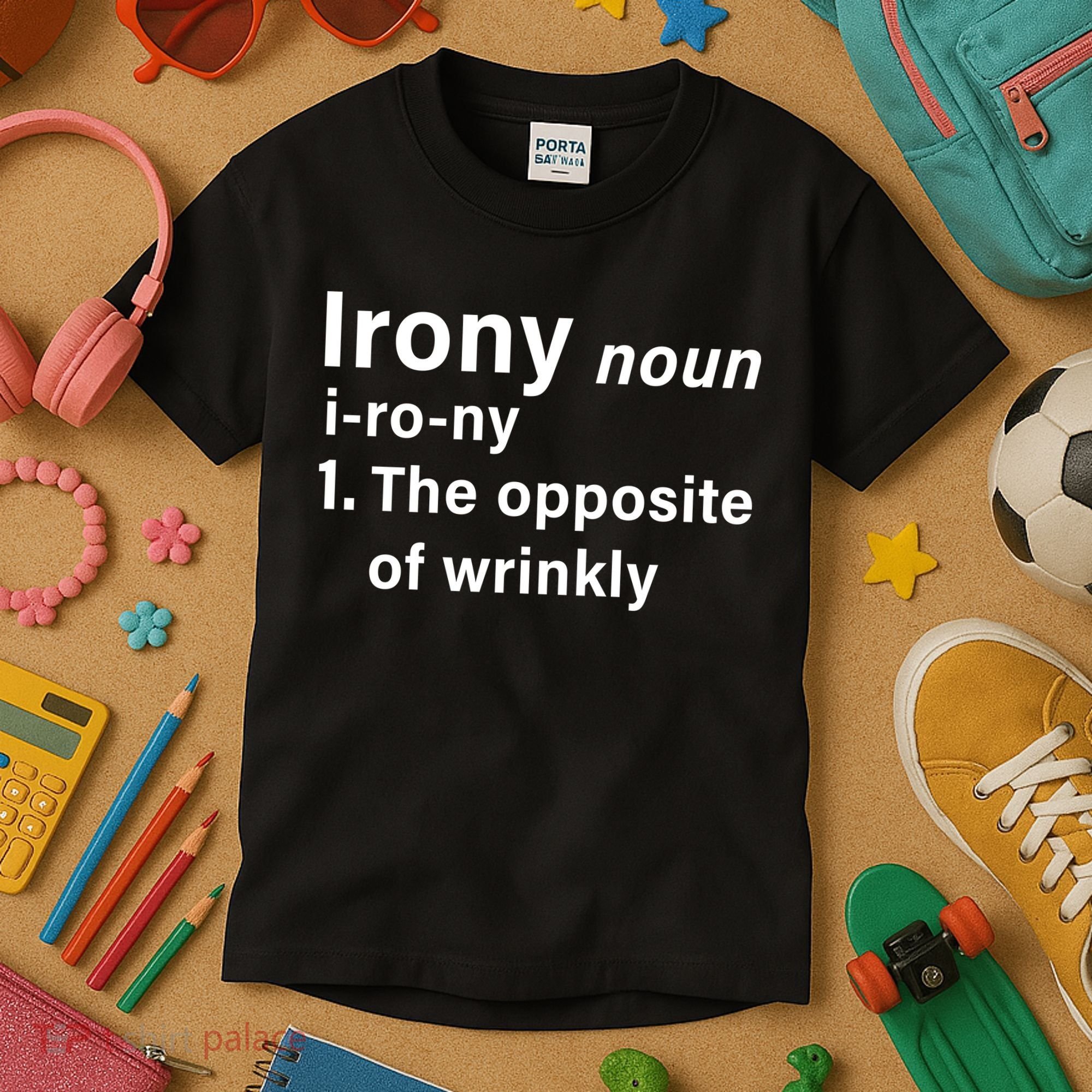 Irony Definition The Opposite Of Wrinkly Kids T-Shirt