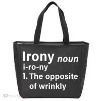 Irony Definition The Opposite Of Wrinkly Tote Bag thumb 0