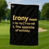 Irony Funny Definition Opposite Of Wrinkly  Golf Towel thumb 1