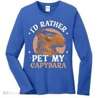 I'd Rather Pet My Capybara Animal Capybaras Rodent Lover Women's Long Sleeve Shirt thumb 0