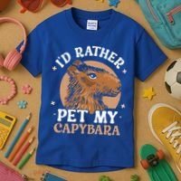 I'd Rather Pet My Capybara Animal Capybaras Rodent Lover Kids T-Shirt thumb 3