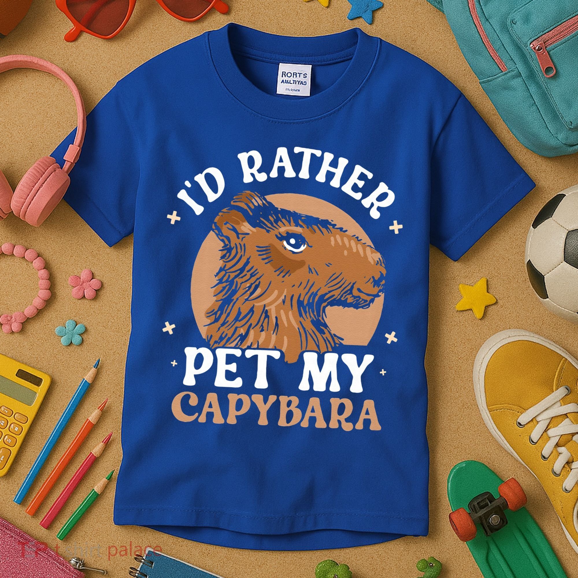 I'd Rather Pet My Capybara Animal Capybaras Rodent Lover Kids T-Shirt