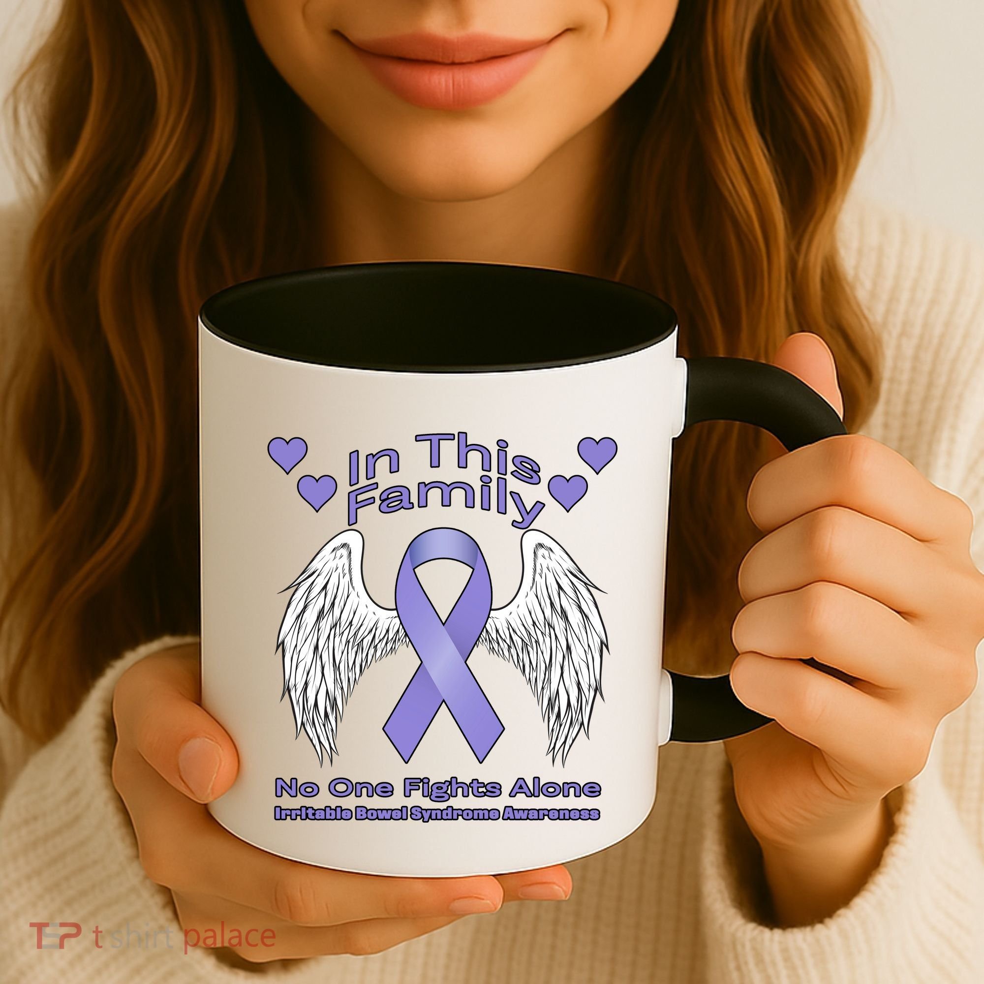Irritable Bowel Syndrome Awareness Angle Wings No Fights Alone Coffee Mug