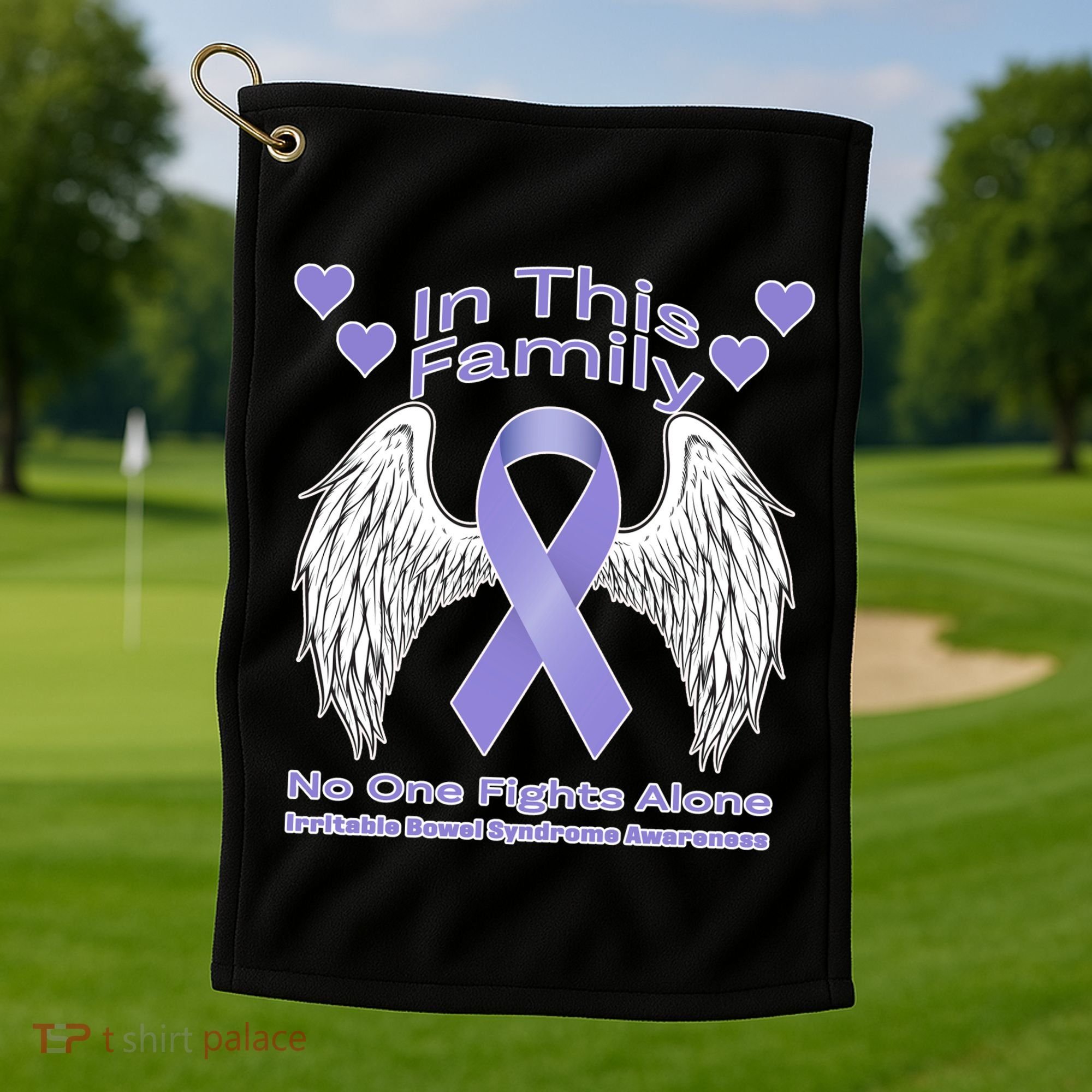 Irritable Bowel Syndrome Awareness Angle Wings No Fights Alone Golf Towel