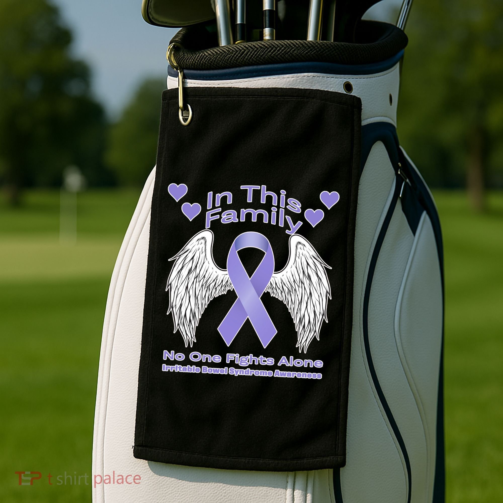 Irritable Bowel Syndrome Awareness Angle Wings No Fights Alone Golf Towel