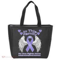 Irritable Bowel Syndrome Awareness Angle Wings No Fights Alone Tote Bag thumb 0