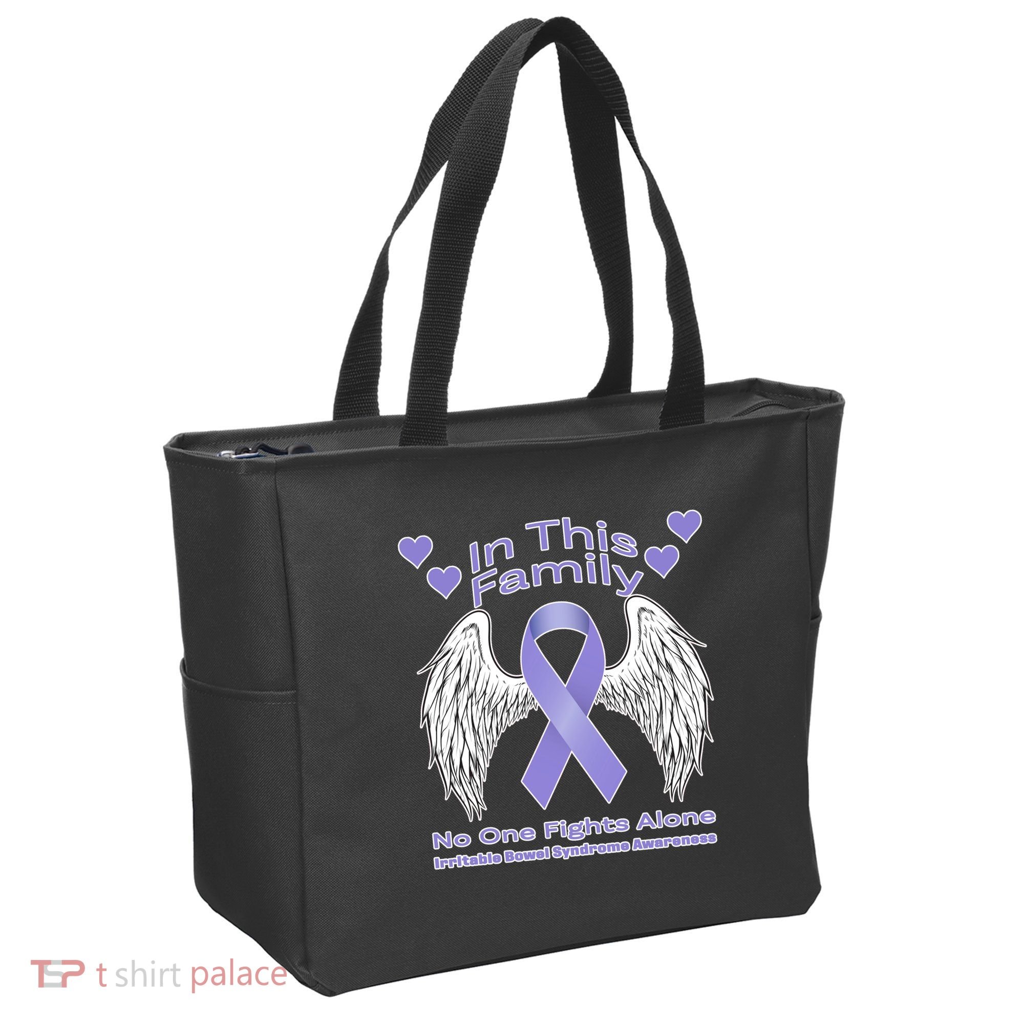 Irritable Bowel Syndrome Awareness Angle Wings No Fights Alone Tote Bag