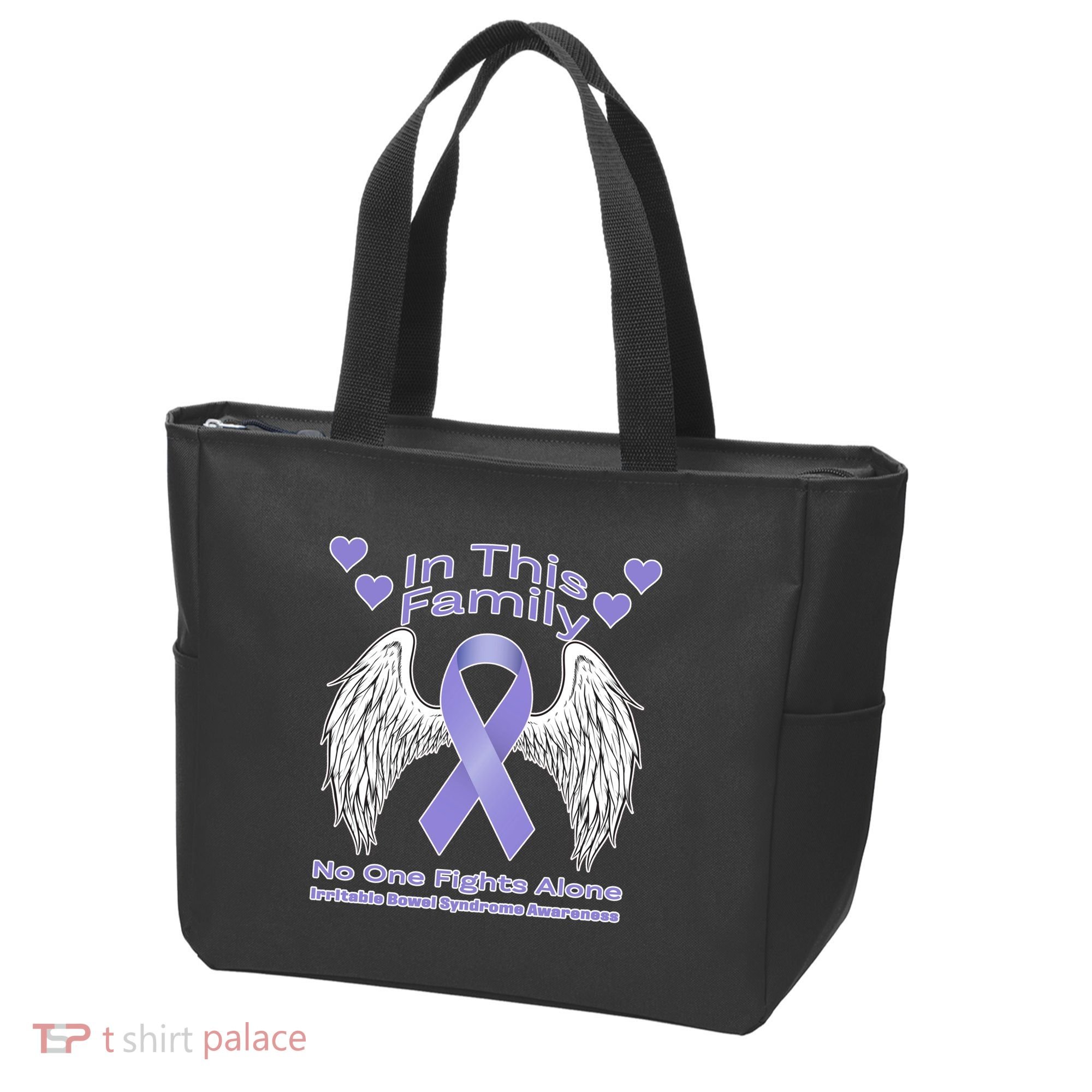 Irritable Bowel Syndrome Awareness Angle Wings No Fights Alone Tote Bag