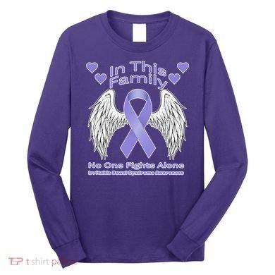Irritable Bowel Syndrome Awareness Angle Wings No Fights Alone Long Sleeve Shirt
