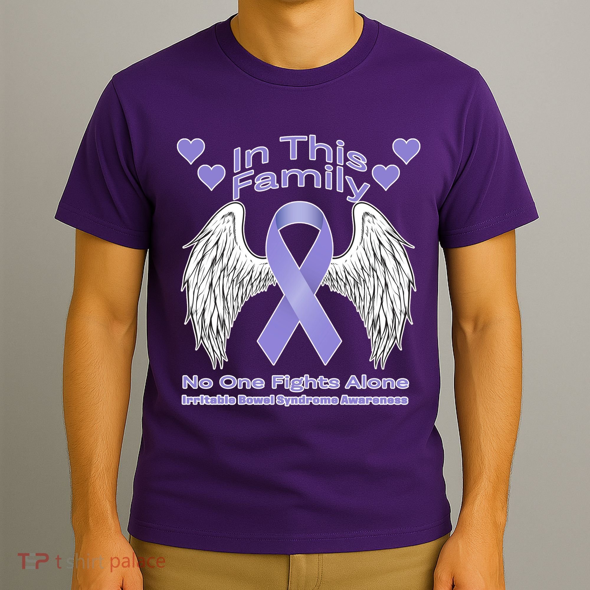 Irritable Bowel Syndrome Awareness Angle Wings No Fights Alone T-Shirt
