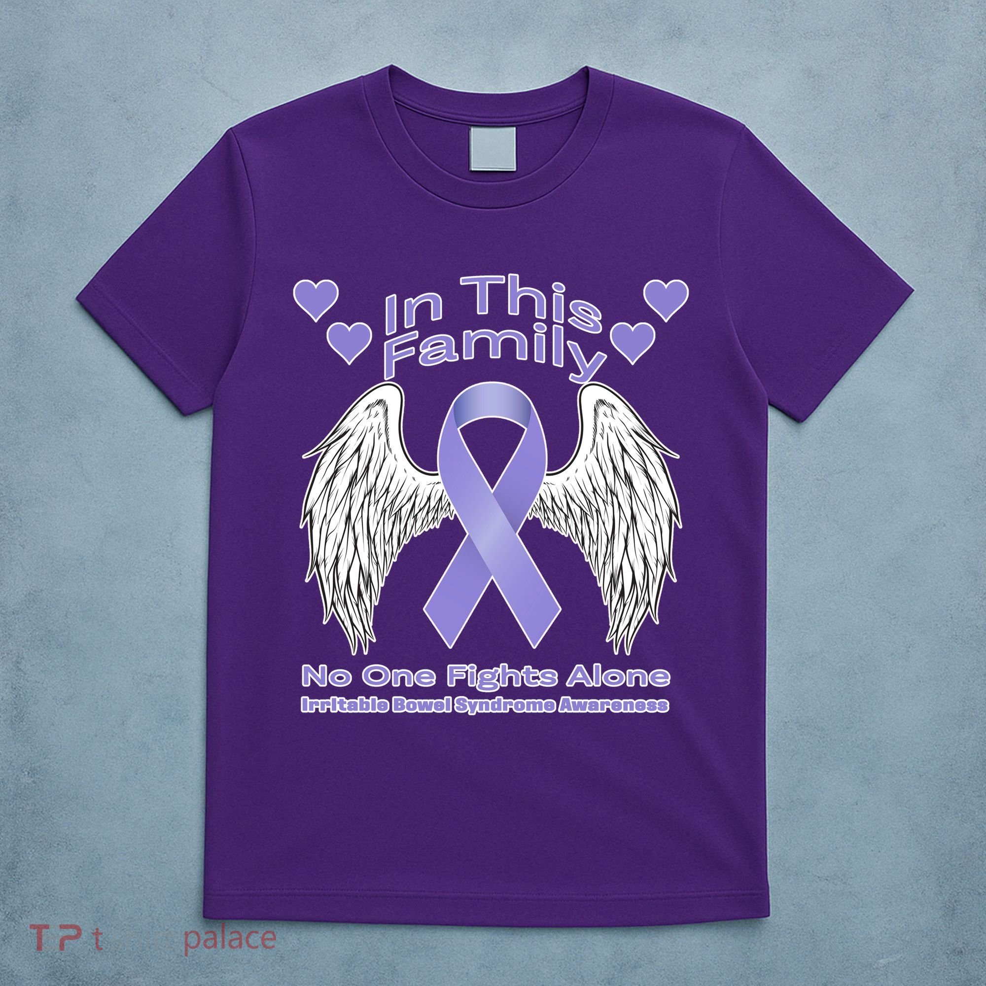 Irritable Bowel Syndrome Awareness Angle Wings No Fights Alone T-Shirt