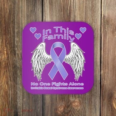 Irritable Bowel Syndrome Awareness Angle Wings No Fights Alone Coaster