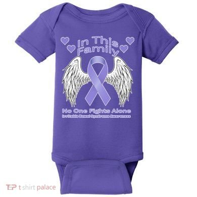 Irritable Bowel Syndrome Awareness Angle Wings No Fights Alone Baby Bodysuit