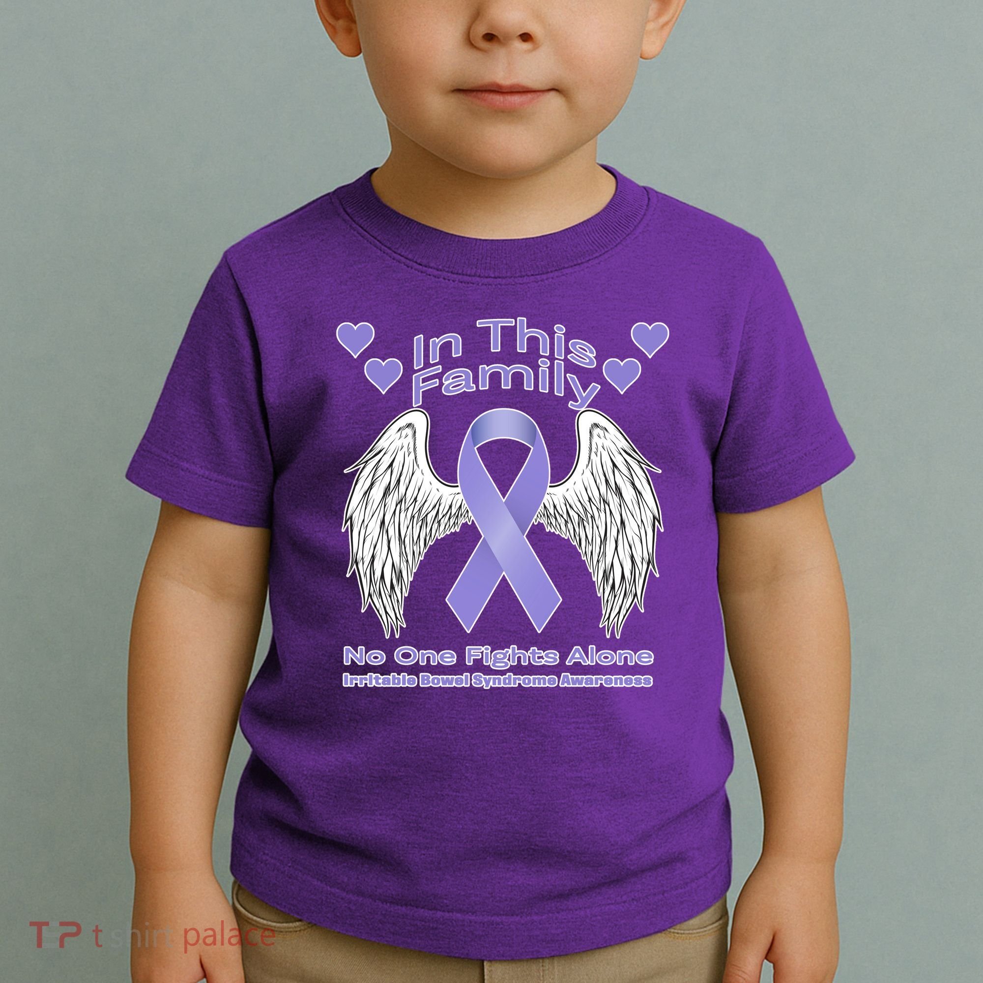 Irritable Bowel Syndrome Awareness Angle Wings No Fights Alone Toddler T-Shirt