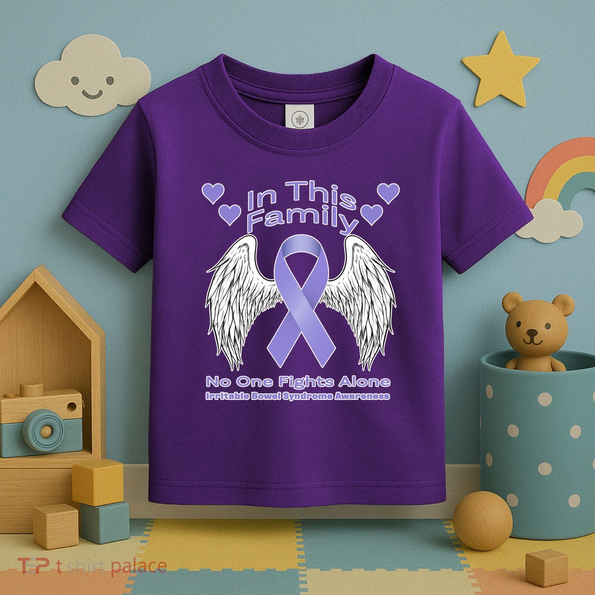 Irritable Bowel Syndrome Awareness Angle Wings No Fights Alone Toddler T-Shirt