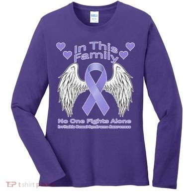 Irritable Bowel Syndrome Awareness Angle Wings No Fights Alone Women's Long Sleeve Shirt