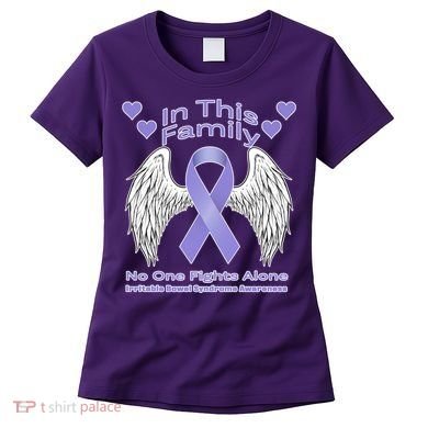 Irritable Bowel Syndrome Awareness Angle Wings No Fights Alone Women's T-Shirt