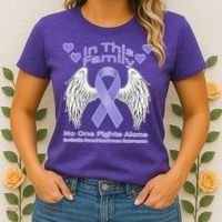 Irritable Bowel Syndrome Awareness Angle Wings No Fights Alone Women's T-Shirt thumb 2