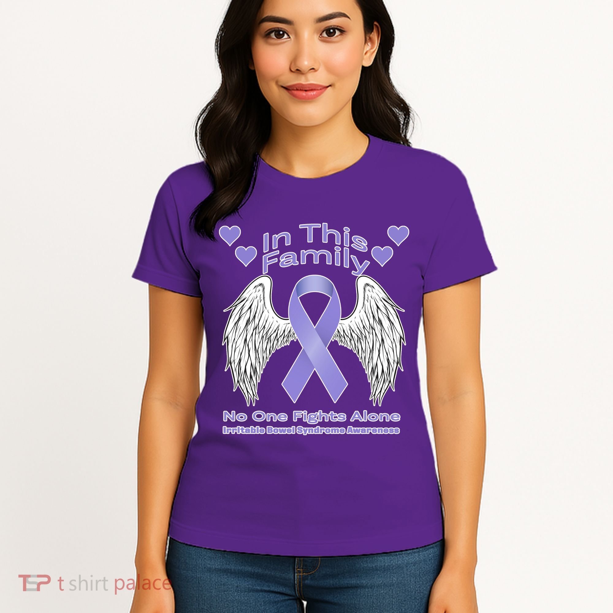 Irritable Bowel Syndrome Awareness Angle Wings No Fights Alone Women's T-Shirt