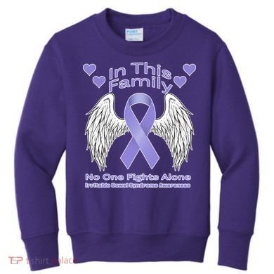 Irritable Bowel Syndrome Awareness Angle Wings No Fights Alone Kids Sweatshirt