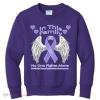 Irritable Bowel Syndrome Awareness Angle Wings No Fights Alone Kids Sweatshirt thumb 0