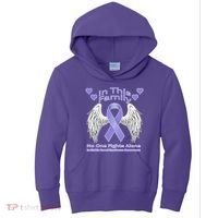 Irritable Bowel Syndrome Awareness Angle Wings No Fights Alone Kids Hoodie thumb 0