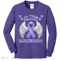 Irritable Bowel Syndrome Awareness Angle Wings No Fights Alone Kids Long Sleeve Shirt thumb 0