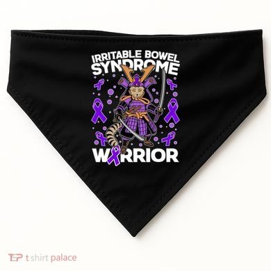Irritable Bowel Syndrome Warrior Samurai Cat USA-Made Doggie Bandana