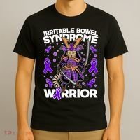 Irritable Bowel Syndrome Warrior Samurai Cat T-Shirt thumb 3