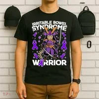 Irritable Bowel Syndrome Warrior Samurai Cat T-Shirt thumb 6