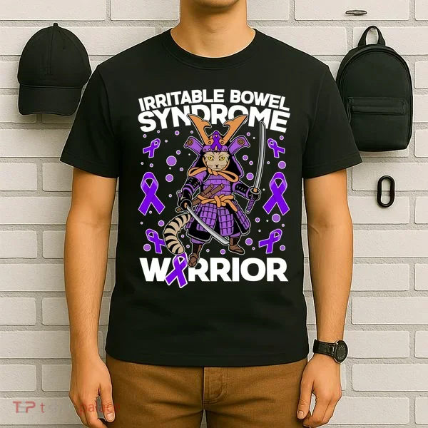 Irritable Bowel Syndrome Warrior Samurai Cat T-Shirt