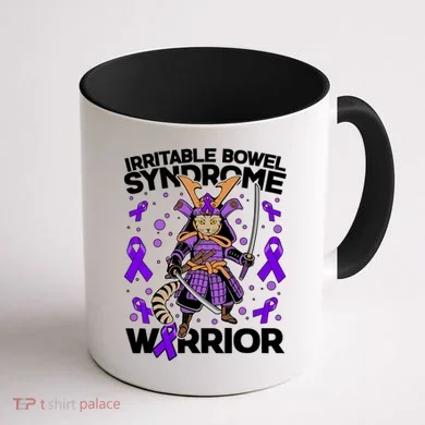 Irritable Bowel Syndrome Warrior Samurai Cat Coffee Mug back