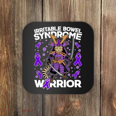Irritable Bowel Syndrome Warrior Samurai Cat Coaster
