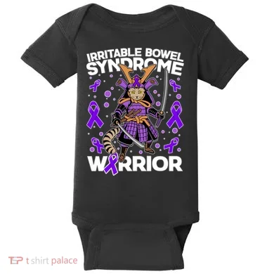 Irritable Bowel Syndrome Warrior Samurai Cat Baby Bodysuit