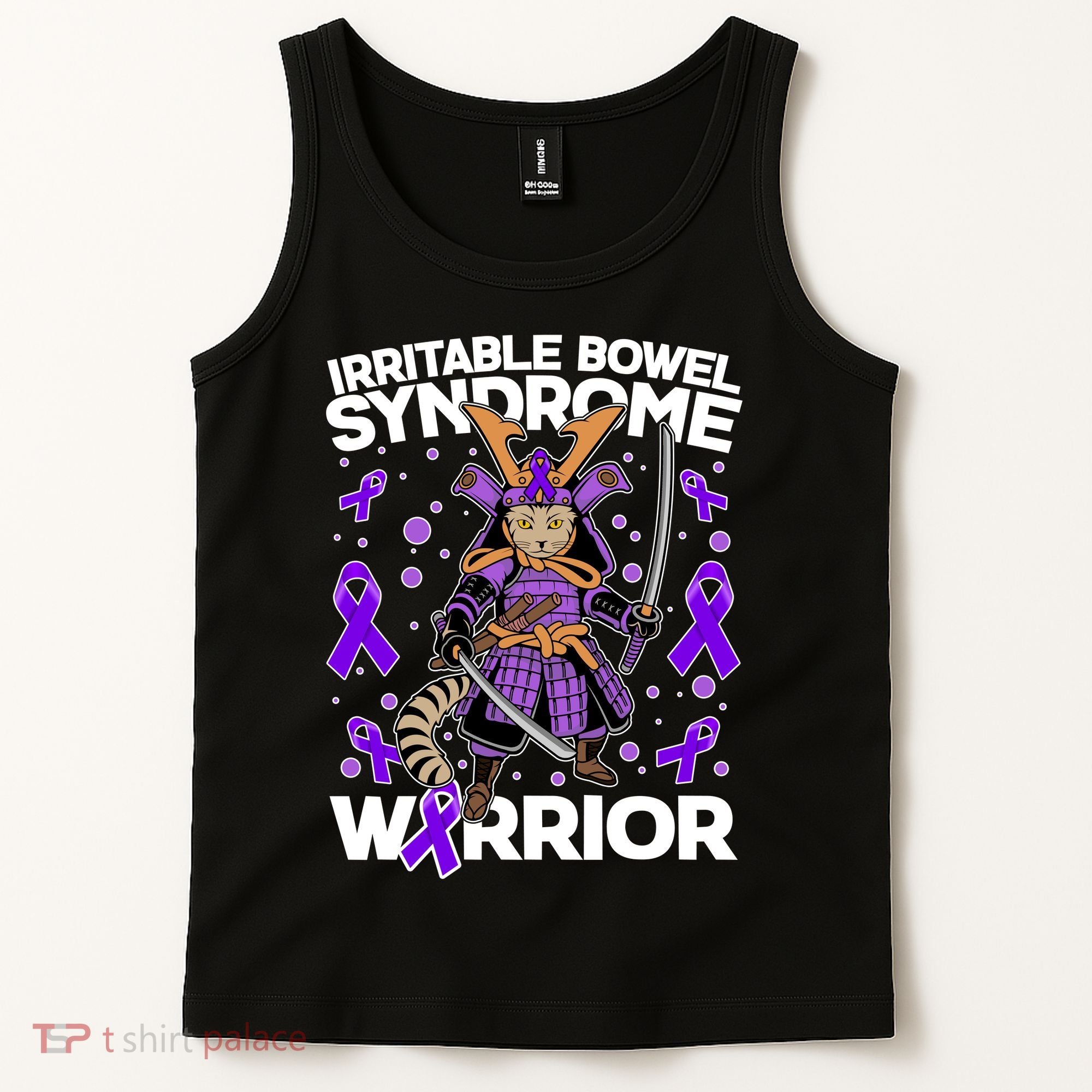 Irritable Bowel Syndrome Warrior Samurai Cat Tank Top