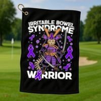 Irritable Bowel Syndrome Warrior Samurai Cat Golf Towel thumb 1