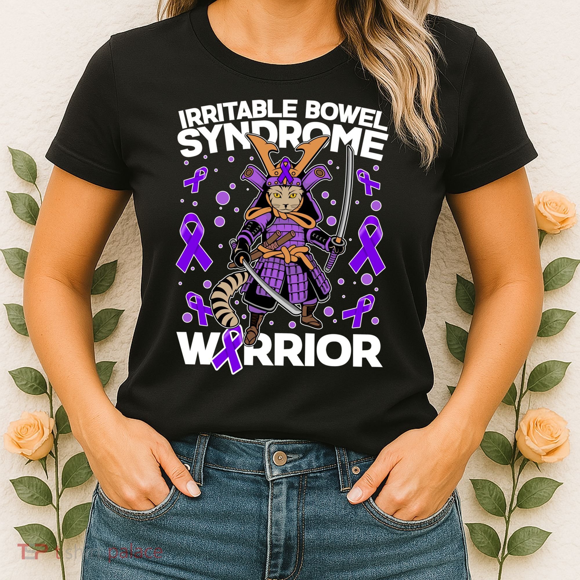 Irritable Bowel Syndrome Warrior Samurai Cat Women's T-Shirt