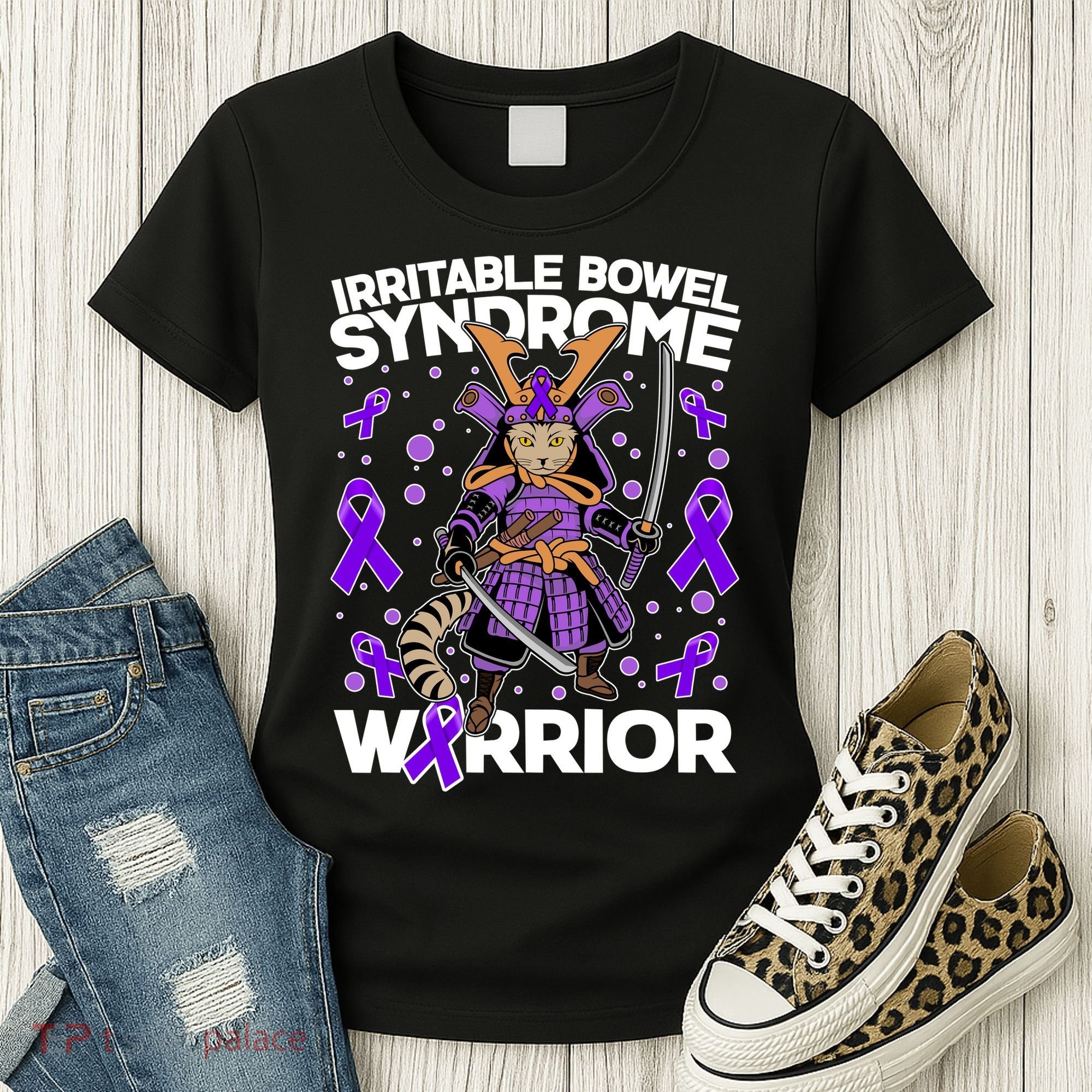 Irritable Bowel Syndrome Warrior Samurai Cat Women's T-Shirt