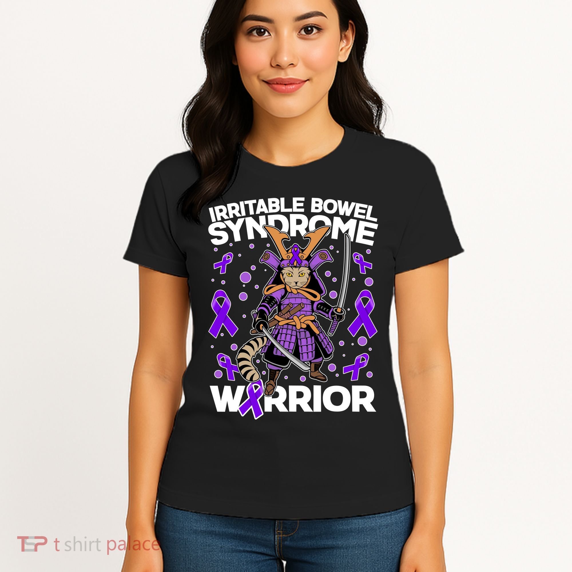 Irritable Bowel Syndrome Warrior Samurai Cat Women's T-Shirt