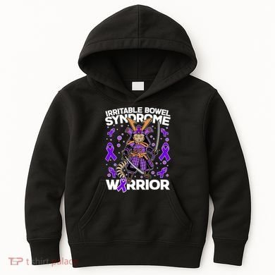 Irritable Bowel Syndrome Warrior Samurai Cat Kids Hoodie