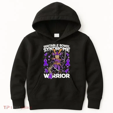 Irritable Bowel Syndrome Warrior Samurai Cat Kids Hoodie