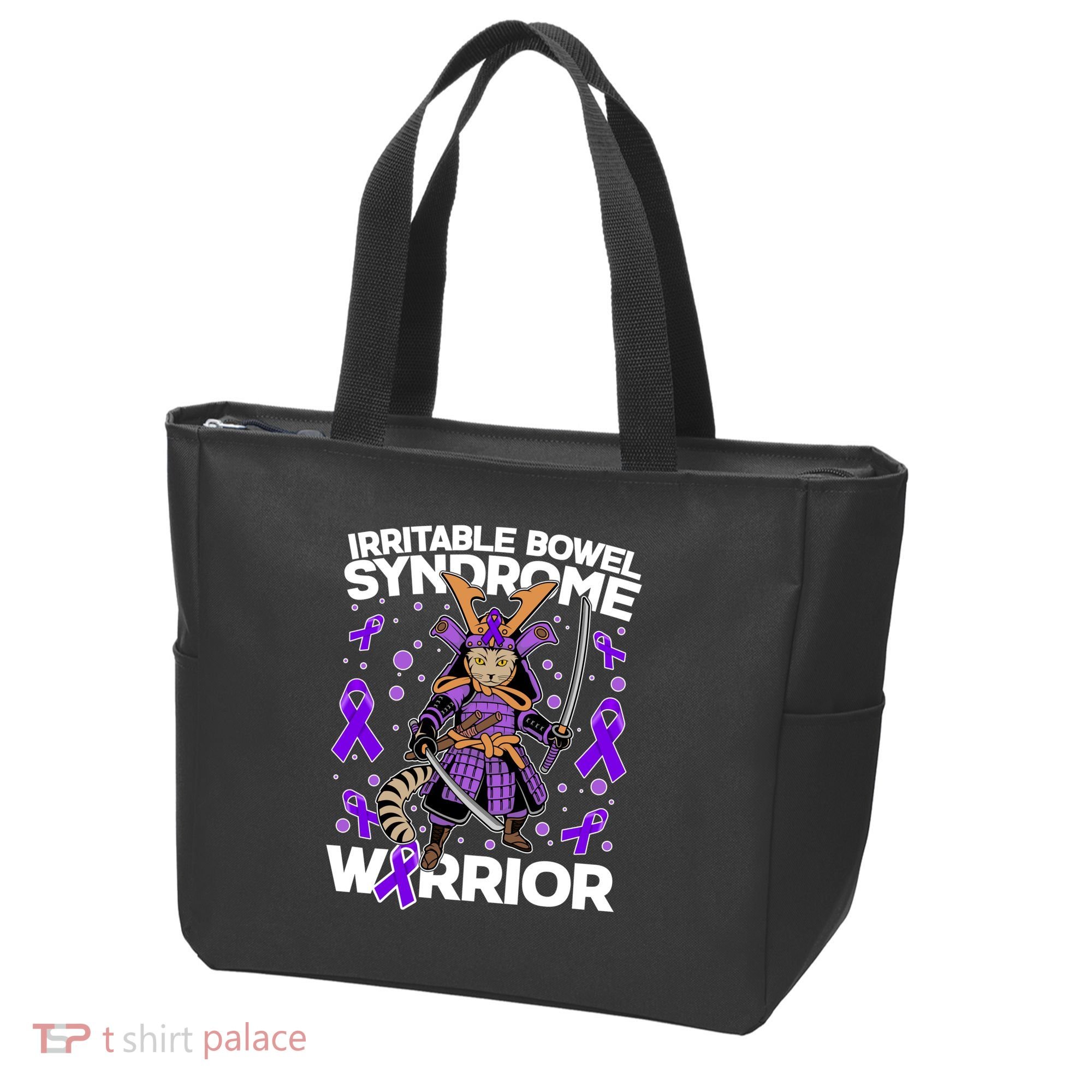 Irritable Bowel Syndrome Warrior Samurai Cat Tote Bag