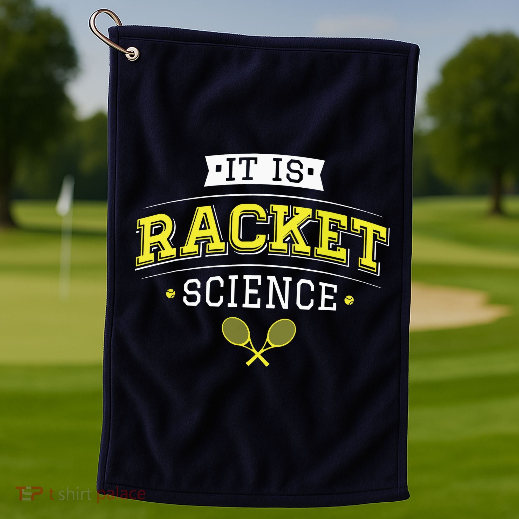 Its Racket Science Funny Tennis Lover Coach Golf Towel